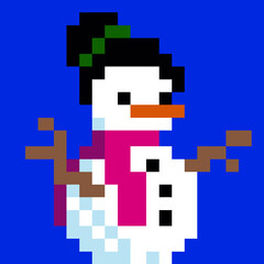 Pixel art snowman