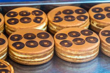 Obanyaki also known as Imagawayaki. Japanese dessert often found at Japanese festivals as well as outside Japan. It is made of batter in a special pan