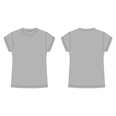 Gray t-shirt blank template isolated on white background. Technical sketch tee shirt.
