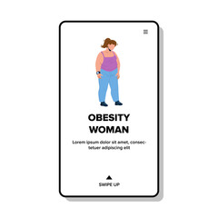 Obesity Woman Frustrated And Depressed Vector illustration