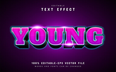 Young text effect with purple gradient