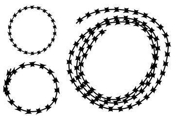 Simple Vector Frame Silhouette Barbed Wire, Circle Shape
