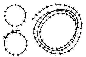 Simple Vector Frame Silhouette Barbed Wire, Circle Shape