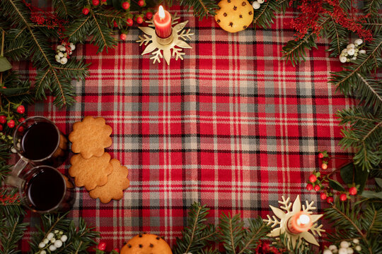 High angle view of Christmas decorations