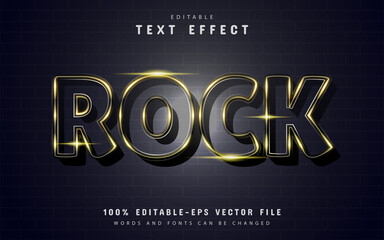 Rock text effect with gold sparkle