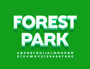 Vector creative sign Forest Park. Creative 3D Fonts. Modern Alphabet Letters and Numbers set