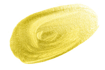 Golden brush strokes isolated on white background.