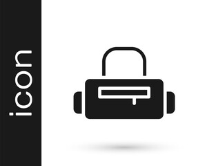 Black Sport bag icon isolated on white background.  Vector.