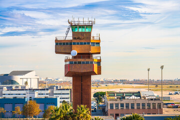 Control Tower at the airport in Barcelona, Spain 