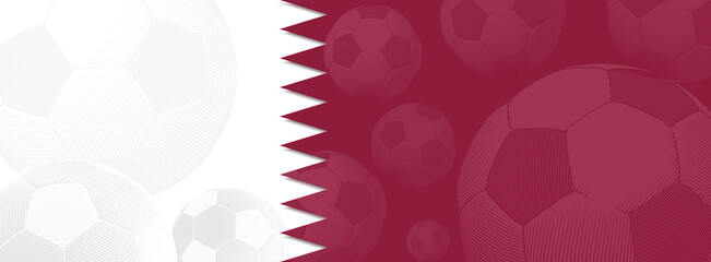 Abstract football graphic template banner with Qatar flag pattern BG