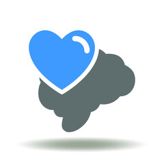 Brain with heart conceptual icon vector.  Mind and Love Balance Symbol. Idea, Health, Feeling, Passion, Intelligence Choose Illustration.