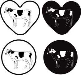 Print Hand drawn cow line vector illustration art.