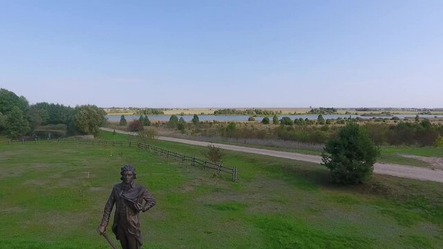 Kosava, Belarus. Memorial Museum-estate Of Tadeusz Kosciuszko. Aerial view of House Of Andrew Thaddeus Bonaventure Kosciuszko