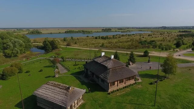 Kosava, Belarus. Memorial Museum-estate Of Tadeusz Kosciuszko. Aerial view of House Of Andrew Thaddeus Bonaventure Kosciuszko