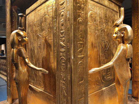 Burgas, Bulgaria - 10.09.2019: Exhibition dedicated to Tutankhamun and Egypt. The ancient Egyptian pharaoh, King Tut
