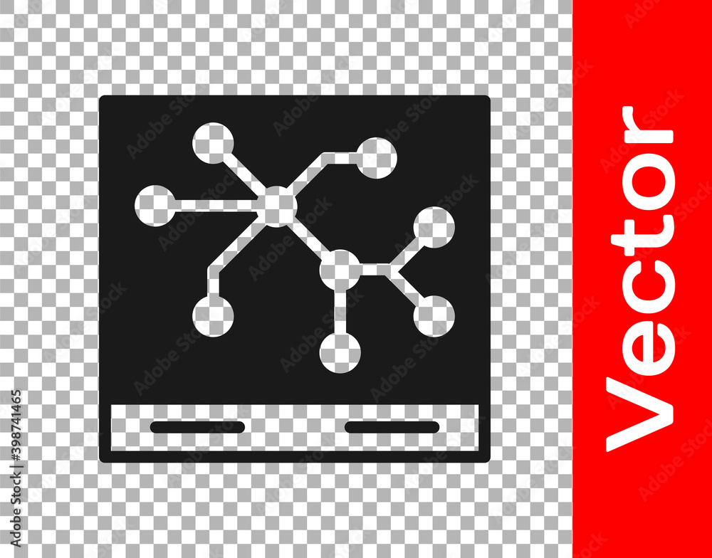 Poster black railway map icon isolated on transparent background. vector.