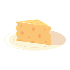 cheese slice in food saucer product icon isolated image