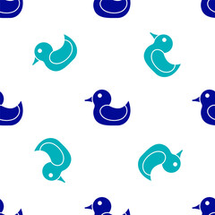 Blue Rubber duck icon isolated seamless pattern on white background.  Vector.