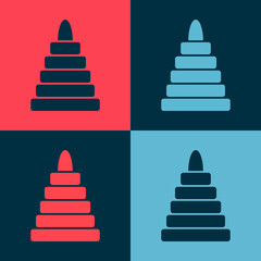 Pop art Pyramid toy icon isolated on color background.  Vector.