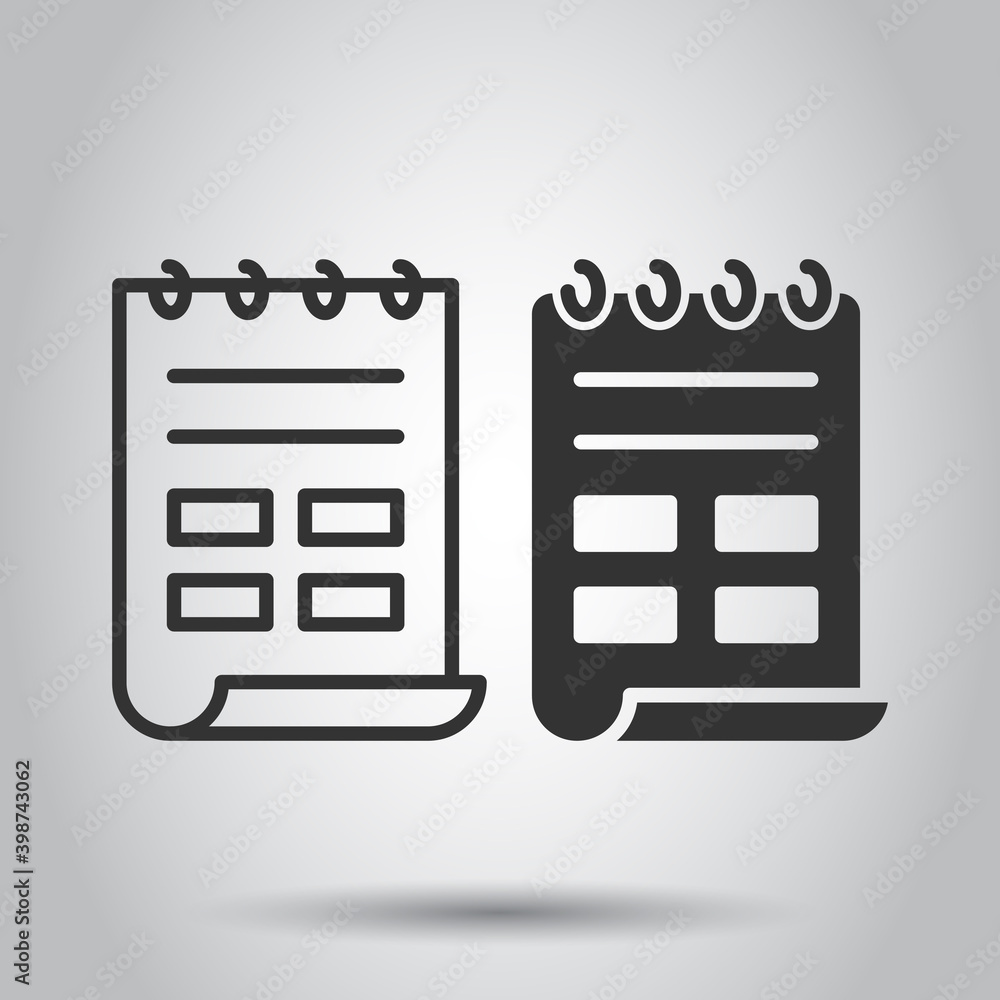 Poster document note icon in flat style. paper sheet vector illustration on white background. notepad docum