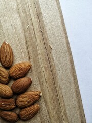 almonds on wooden table