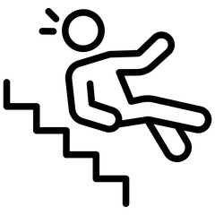 Line design of falling down stairs pictograph.