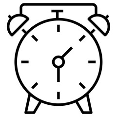 Alarm clock icon in line design.