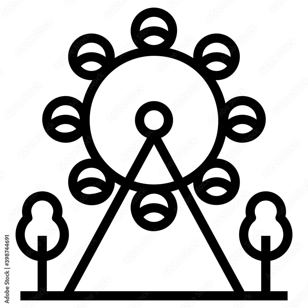 Poster ferris wheel vector in line design