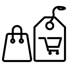 Shopping bag vector in line design 