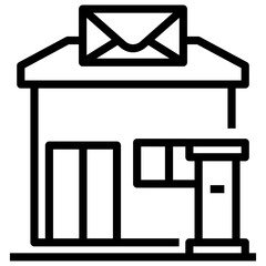 Post office building icon in line vector 