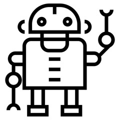 Humanoid robot vector in line design 