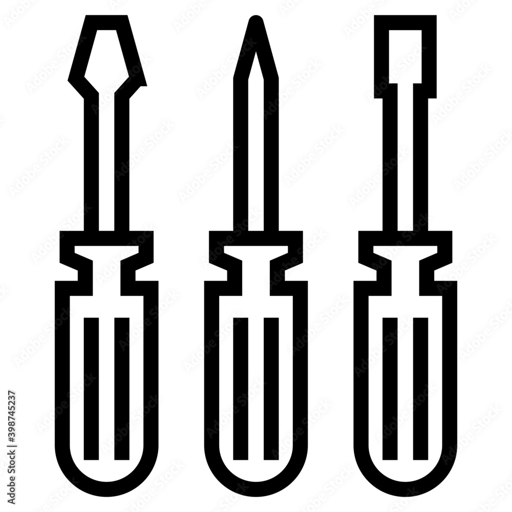 Canvas Prints Repairing screwdriver set in line design 