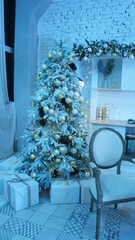 Christmas tree with gifts, New Year
