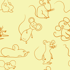 Seamless background with sketch mouse paper or background