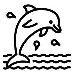 Marine mammal dolphin in line icon 