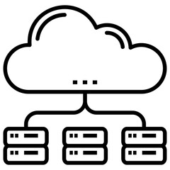Line icon of cloud datacenter 