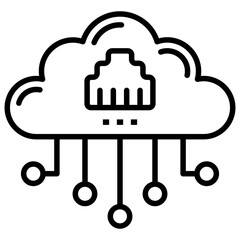 Cloud computing network icon in line design