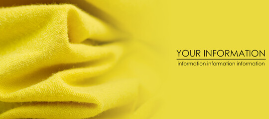 Yellow fabric material cloth macro blur background, space for text