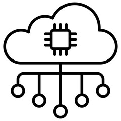 Obraz premium Cloud data processor in line design 