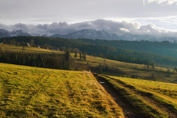 Fototapeta na wymiar View of Tatra mountains from Ząb