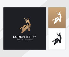 Deer leaf logo template for company