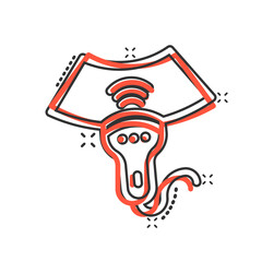 Obraz premium Ultrasound icon in comic style. Scanner equipment cartoon vector illustration on white isolated background. Ultrasonic splash effect business concept.