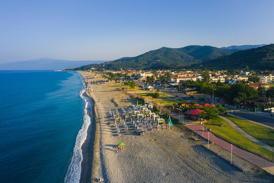 Aerial view of the beach on Kato Sotiritsa, Greece