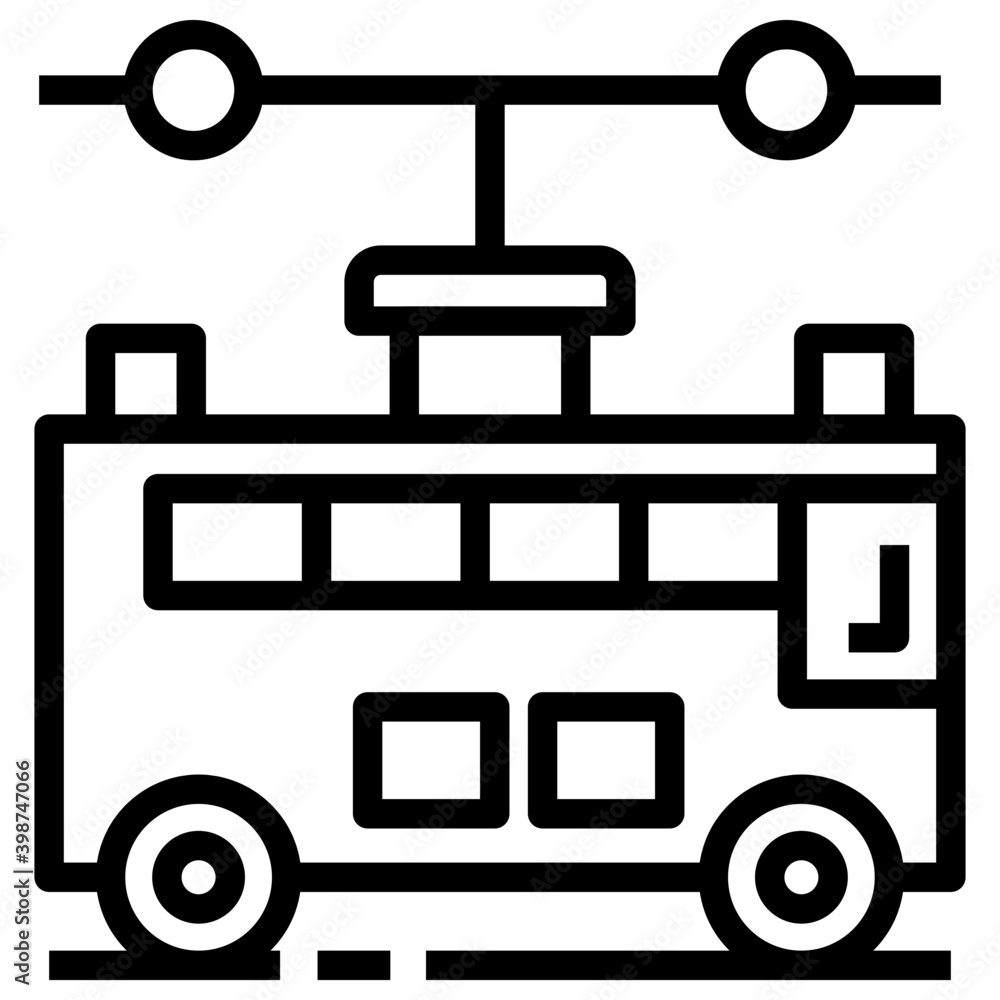 Wall mural line trolleybus transport vector design