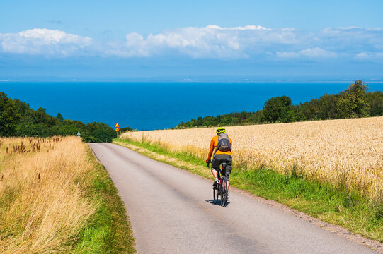 Cyclist on country road