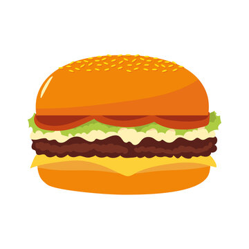 fast food burger delicious and tasty icon isolated image