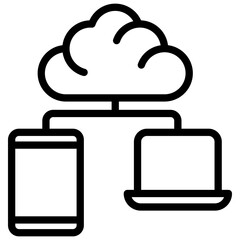 Line cloud data share icon design 