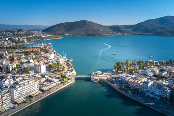 Fototapeta na wymiar Chalkida aerial panoramic view, Evia island, Greece