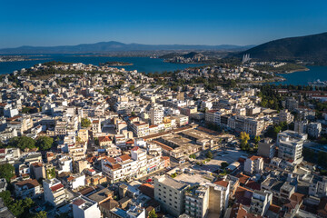 Fototapeta premium Chalkida aerial panoramic view, Evia island, Greece