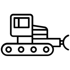Construction machine bulldozer in line vector 